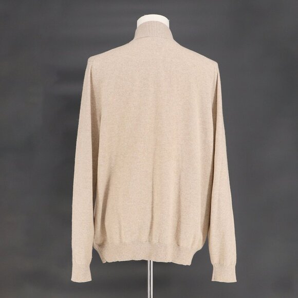 ETHAN PIERCE 100% 2-Ply Cashmere Button Mock Neck Sweater Tan Brown Size XL - Picture 4 of 5